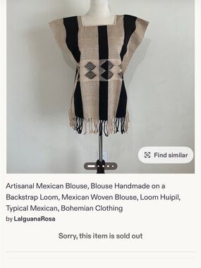 Handmade Mexican Huipil Top Wiven on a Backstrap Loom